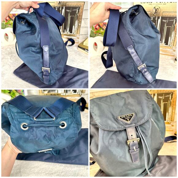 Prada Blue Nylon Backpack Good Used Condition with cards and dust bag - Picture 4 of 16